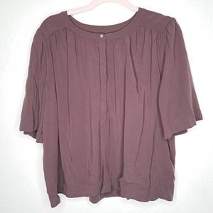 LOFT Peasant Top Short Sleeve Brown Women's Size XL